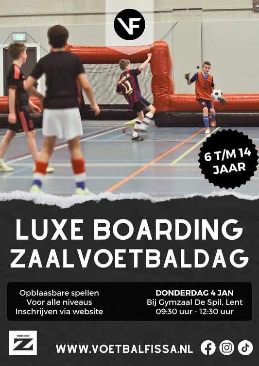 Poster van Zaalvoetbal activiteit voor kinderen in Nijmegen tijdens Kerstvakantie